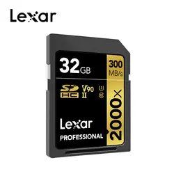Оригинальный Lexar 300 МБ/с. 64 Гб карта памяти SD 32 Гб 128 2000x SDXC UHS-II U3 Flash высокая скорость карты для 3D 4 K для однообъективных цифровых зеркальных