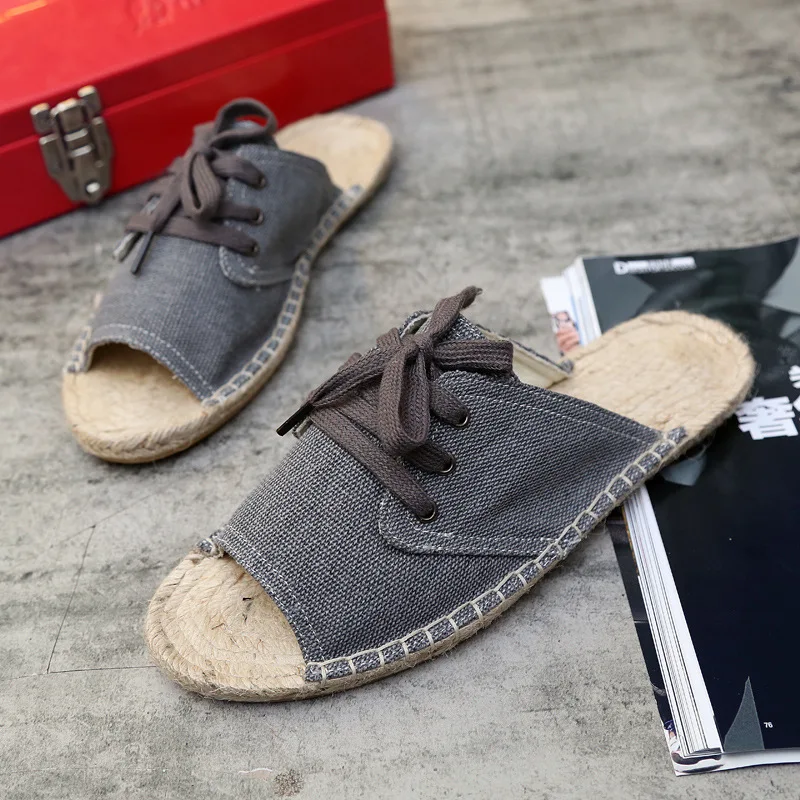 Новая пеньковая Мужская обувь льняные сандалии с тканевым верхом 2019 летние дышащие комплекты ног повседневная обувь Одноцветный холщовый