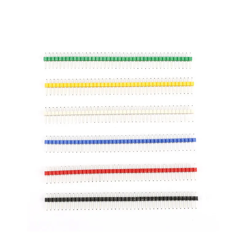 2lot12pcs 2.54mm Black + White + Red + Yellow + Blue + Green Single Row Male 1X40 140 Pin Header Strip (3)