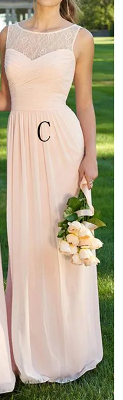 Элегантный длинный свет розовое платье подружки невесты vestidos Холтер Pleat шифоновое платье для подружки невесты персик дешевые платье подружки невесты es - Цвет: as the image