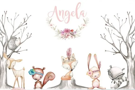 

custom Woodland Baby Shower Animal Birthday Deer Tree backdrops High quality Computer print party background