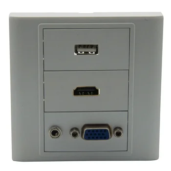 

HDMI USB VGA 3.5mm audio wall plate with backside screw connector