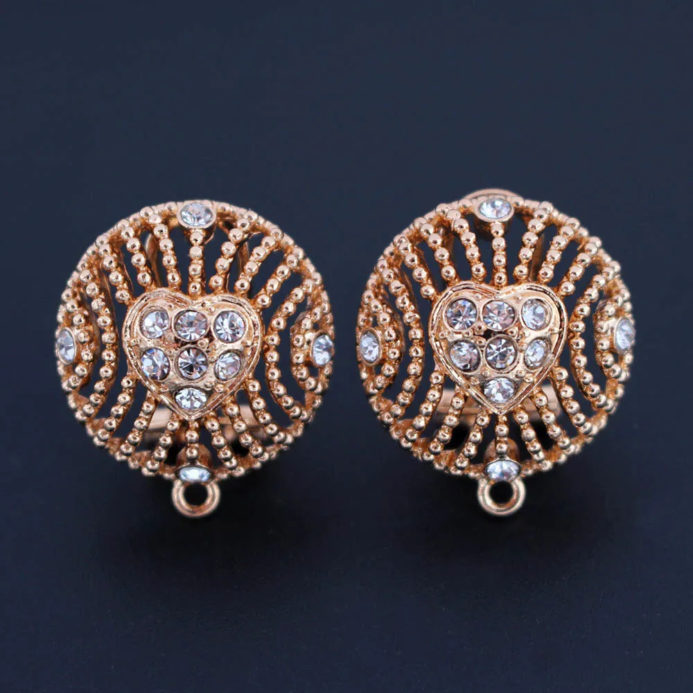 

Earrings Post Connectors Linker Gold color Filigree Circle Black CZ Paved Base Metal for Women Dangle Hanging Earrings Making