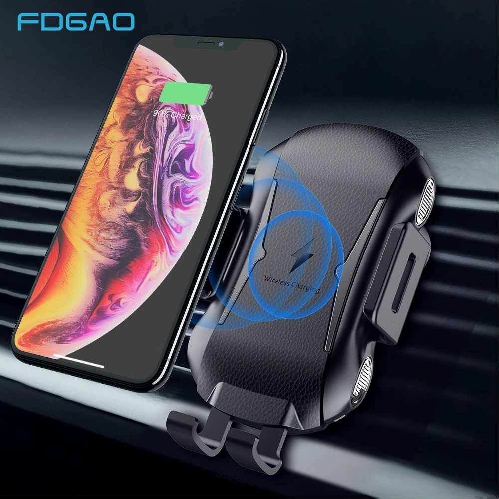 

FDGAO Automatic Clamping Qi Wireless Car Charger Air Vent Phone Holder Fast Charging Mount Bracket For iPhone XS Max XR Samsung