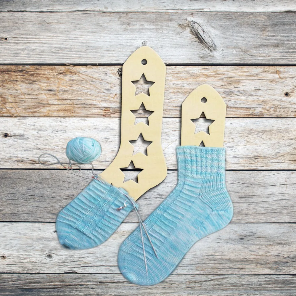 2 шт., деревянные носки в деревенском стиле с полой звездой, деревянные носки, блокирующие формы, вязаные носки ручной работы
