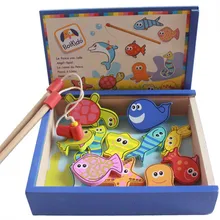 24 см* 20 см* 5.8 см Творческие дети Магнитные деревянные Игрушечная Рыбалка моделирования играть дома честно рыбки Обувь для мальчиков и обувь для девочек дерево Brinquedos