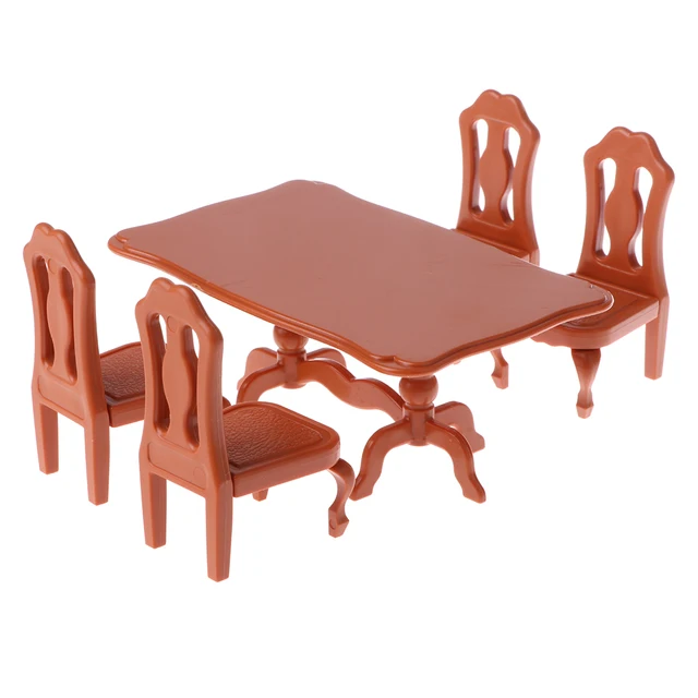 Cheap 1/12 Scale Dollhouse Plastic Dining Table Chairs Set Dining Room Furniture Cheap 1/12 Scale Dollhouse Plastic Dining Table Chairs Set Dining Room Furniture