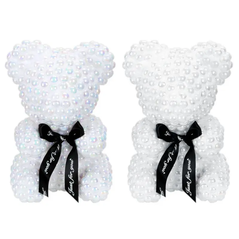 

21cm Foam Bear Modeling Imitation Pearl Handmade Craft Gift FOR Jewelry Display Rose Anniversary Christmas Valentines Gift