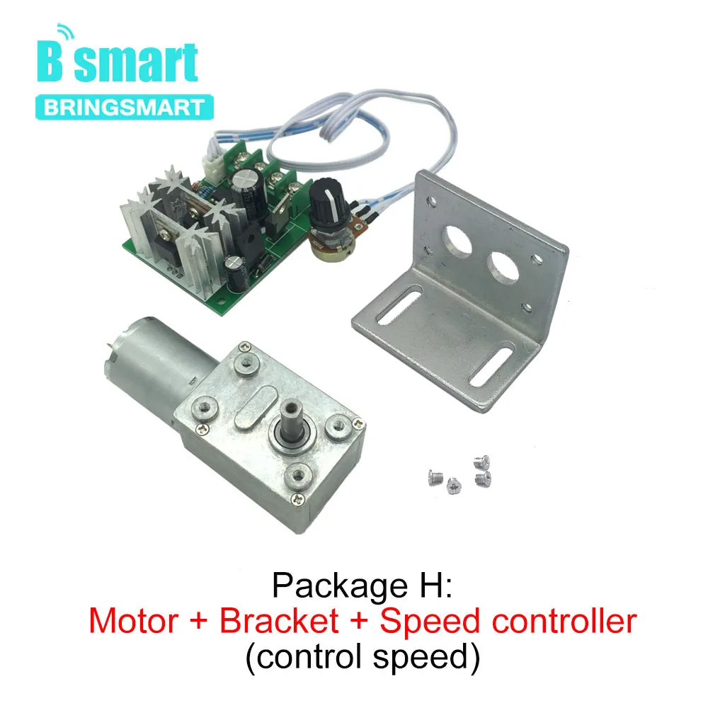 Bringsmart JGY-370 червячный мотор-редуктор с высоким крутящим моментом 12 вольт электродвигатель редуктор 6 в блок питания двигателя кронштейн контроллера