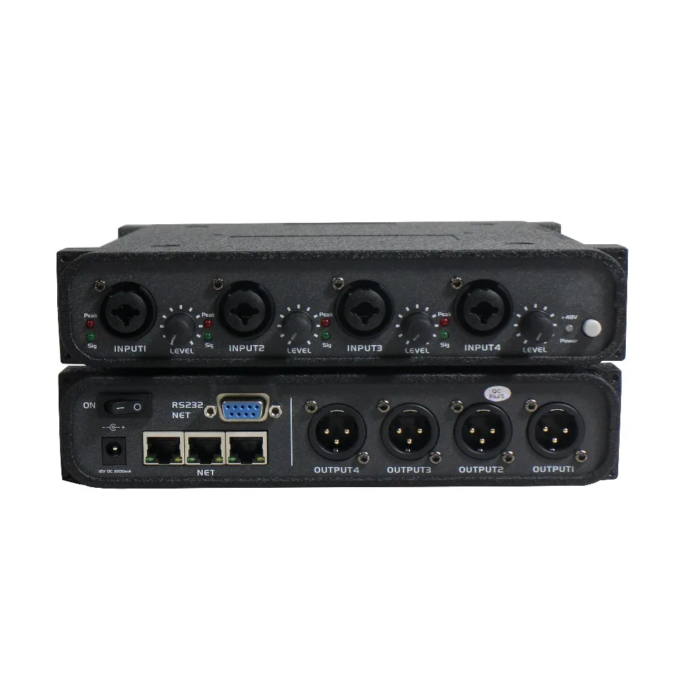 Аудио IP сетевой передатчик Dante 4 в out интерфейс Audinate с XLR управление усилением