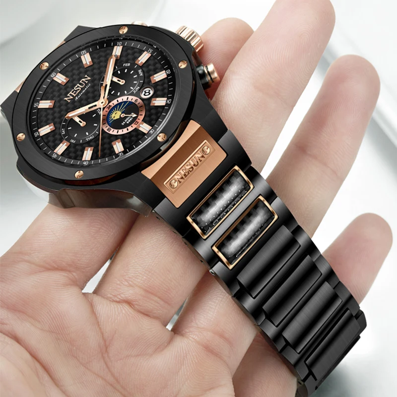 NESUN Men Fashion Business Automatic Mechanical Wristwatches Waterproof Stainless Steel Luxury Brand Watches Relogio Masculino NESUN Men Fashion Business Automatic Mechanical Wristwatches Waterproof Stainless Steel Luxury Brand Watches Relogio Masculino