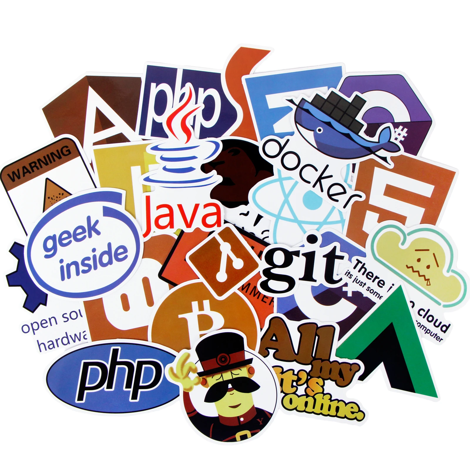50x Internet Programming Language Stickers Java JS Php Html APP Software Program DIY Stickers for Geek DIY Laptop Notebook Phone