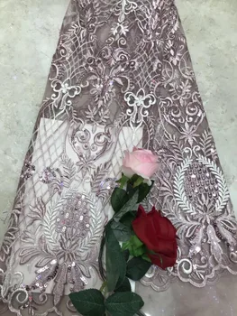 

2019 YYZ7900-80 high grade glued glitter French Lace Fabric African glitter lace Fabric