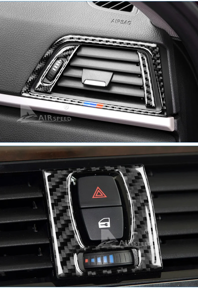 Carbon Fiber Car Center Console Air Outlet Frame Air Conditioning Vent Trim Sticker Styling for BMW F30 F34 Accessories (7)