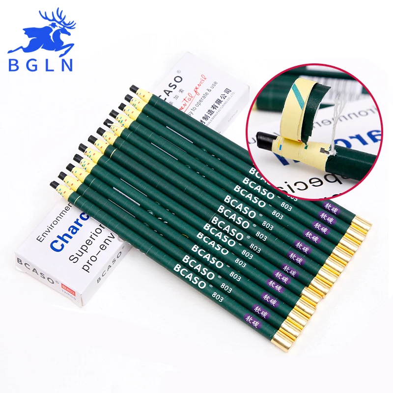 

12pcs/set Pull Thread Charcoal Pencil For Sketch Painting Soft Cut Pull Line Sketch Pencils Student Stationery Supplies
