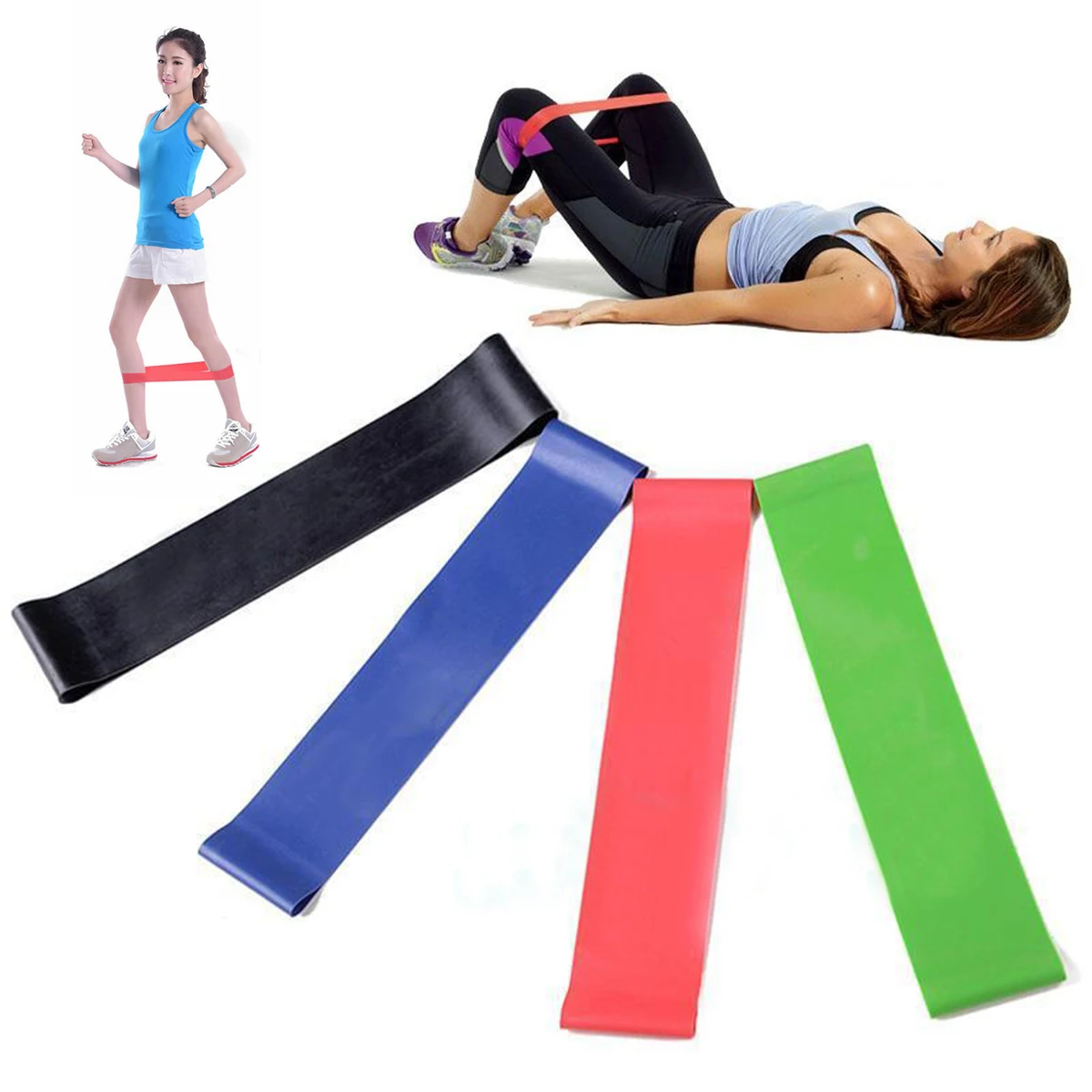 MAYITR 4PCS Natural Latex Resistance Bands Loop Yoga Pilates Gym