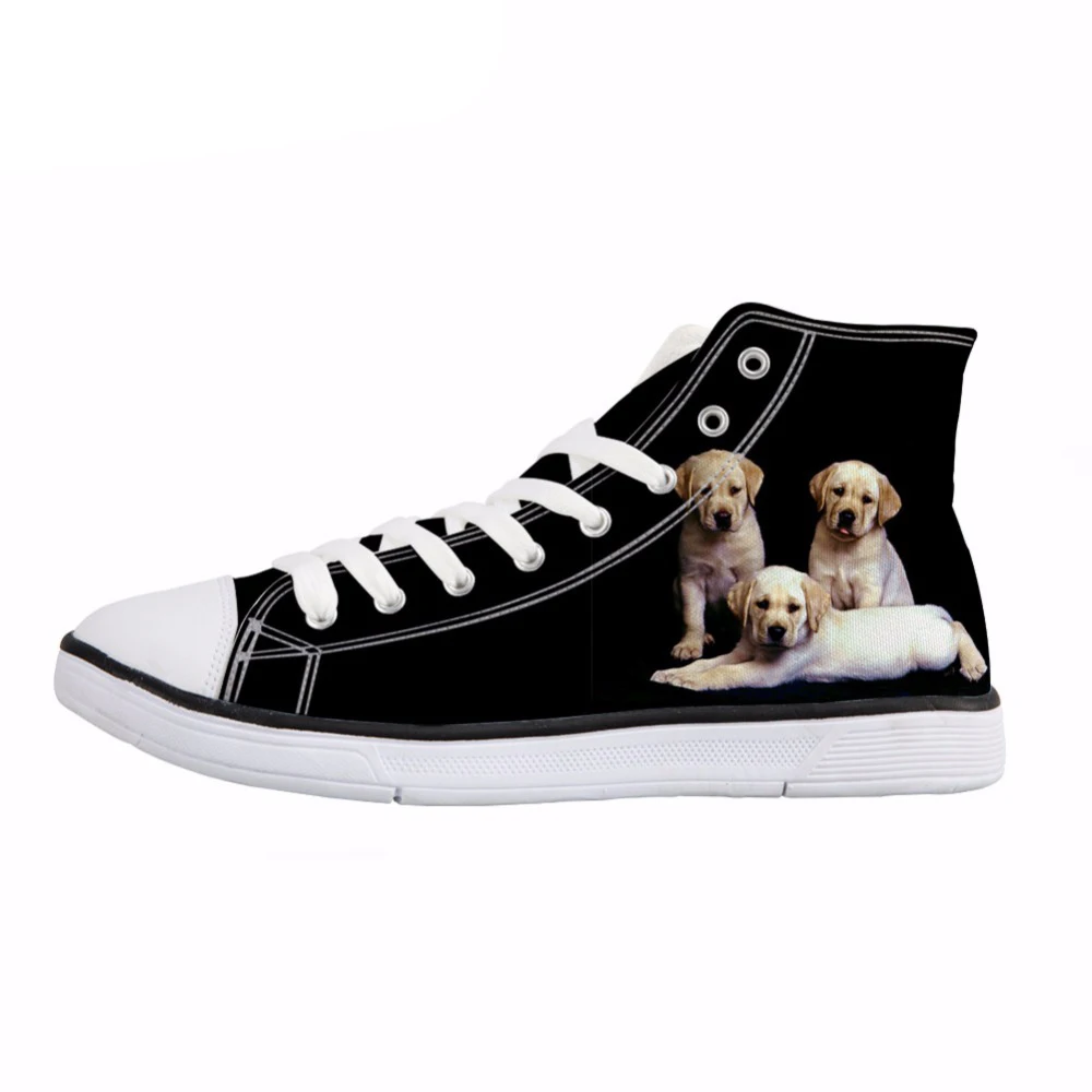 

NOISYDESIGNS Pet Dog Design Women High Top Vulcanize Shoes Casual Lacing Black Canvas Shoes Spring Comfortable Sneaker Shoe Lady