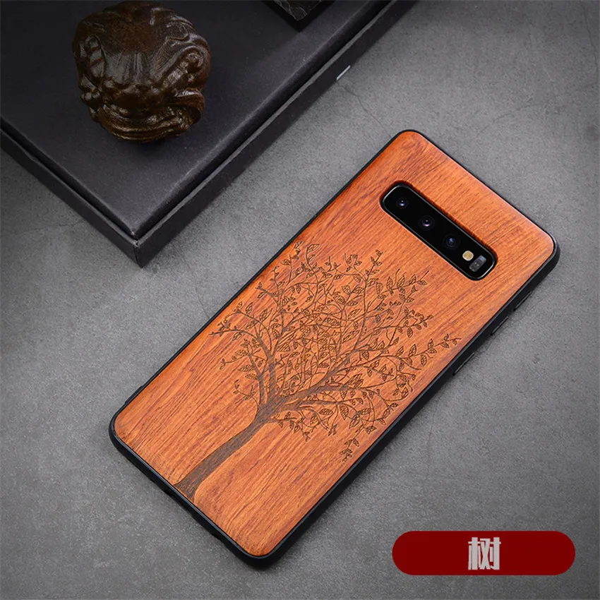 New Phone Case for Samsung s10 Samsung s10 plus Wood Back TPU Bumper Case For Samsung Galaxy s10 Phone Cover (12)
