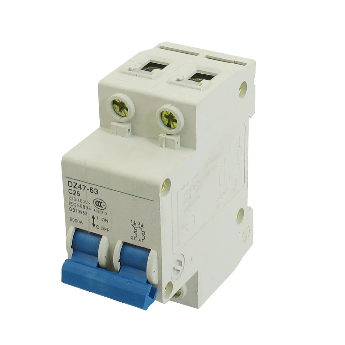 DZ47-63 C25 25 Amp 230/400VAC 6000A Breaking Capacity 2 Poles Circuit ...