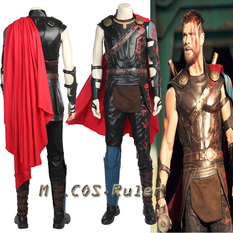 

Thor 3 Ragnarok Thor Odinson Cosplay Costume Superhero Thor 3 Outfit Cloak Halloween Full Set Custom Made High Quality