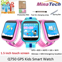 Original GPS Smart Watch Q750 Q100 Baby Smart Watch With 1.54inch Touch Screen SOS Call Location Device Tracker for Kid Safe