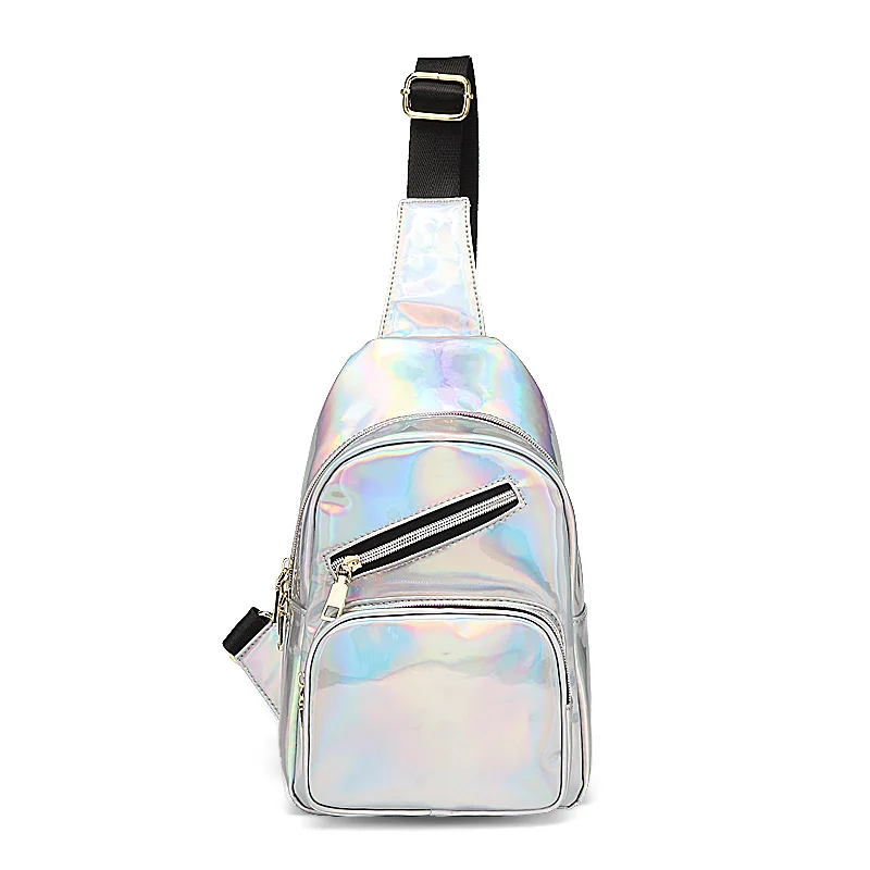 

Women Laser Holographic Chest Bag Fashion Patent Leather Hologram Single Shoulder Bags Travel Men Sling Chest Pack Messenger Bag