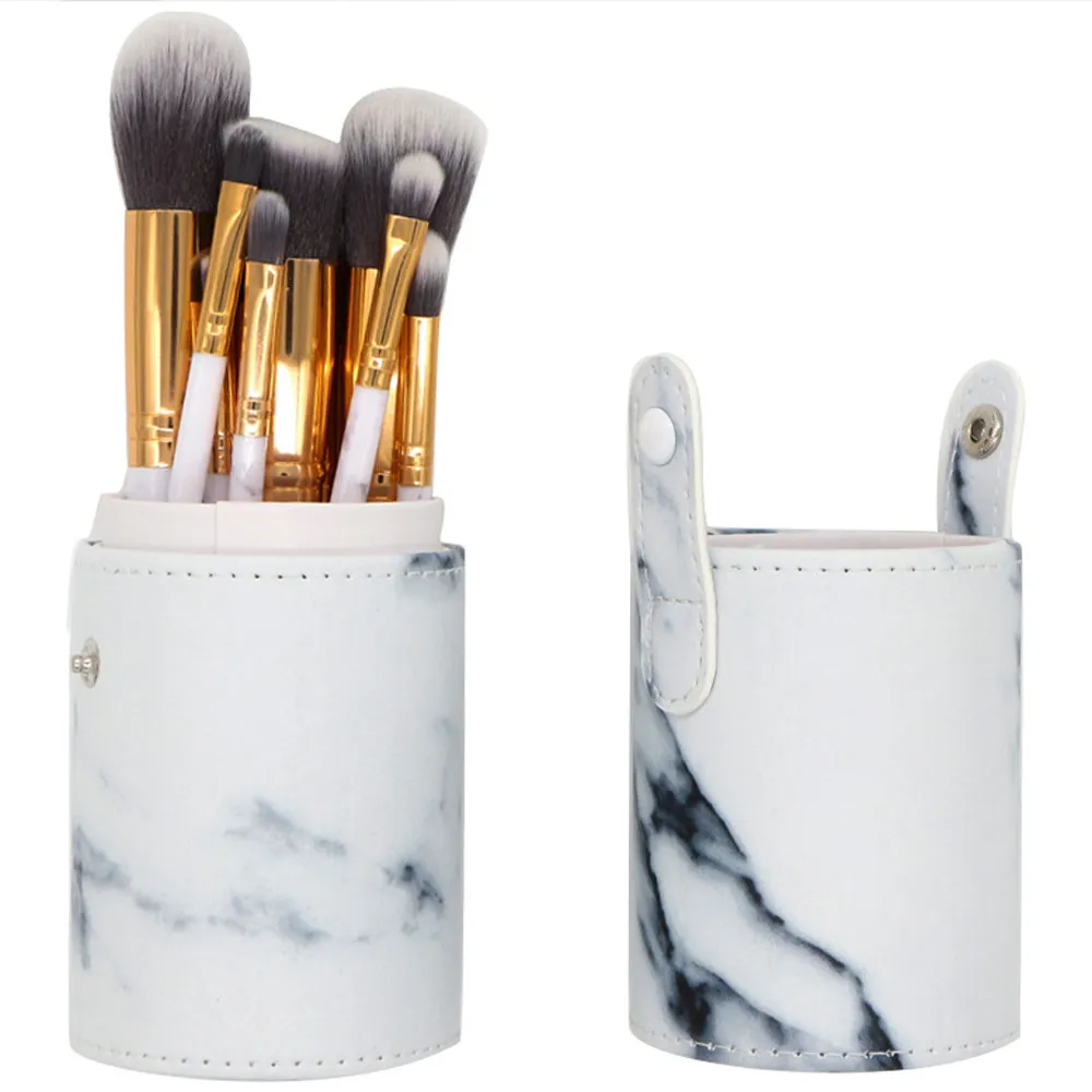 

Fashion Leather Cosmetic Cup Makeup Brushes Set Case Makeup Brush Pen Holder Empty Storage Box Organizer Foundation Sets
