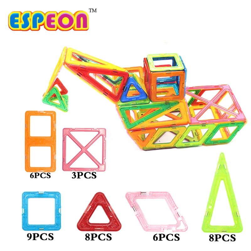 40 шт Большой Размеры Магнитная дизайнерские блоки Пластик здания и конструкторы магнитные плитки набор образовательных игрушек для детей