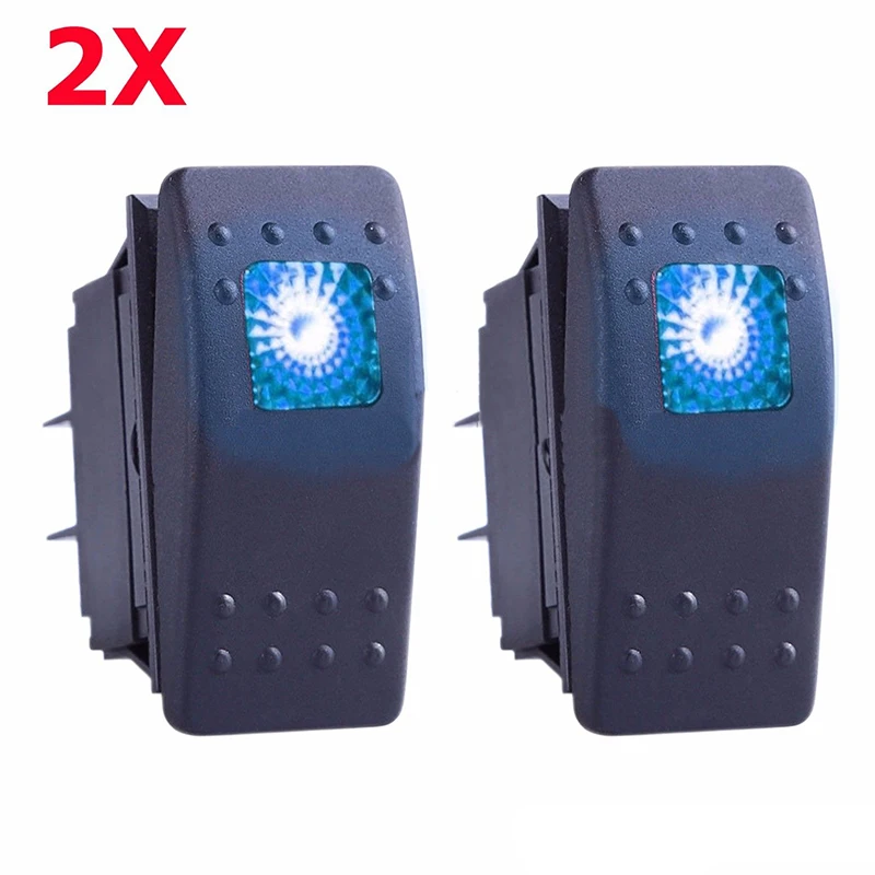 

2 x Blue S2 4 Pin Waterproof 12 V 20 A Bar Rocker Toggle Switch LED Light Car Boat