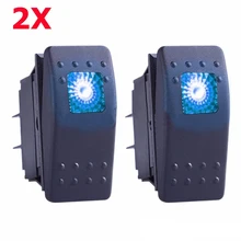 2 x Blue S2 4 Pin Waterproof 12 V 20 A Bar Rocker Toggle Switch LED Light Car Boat