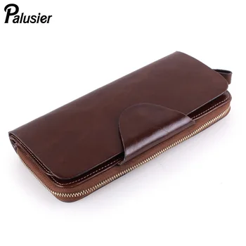 

Casual Oil Wax Cowhide Wallet Women Genuine Leather Purse Long Zipper Hasp Design Card Holder Checkbook Pocket Ladies Clutch Bag