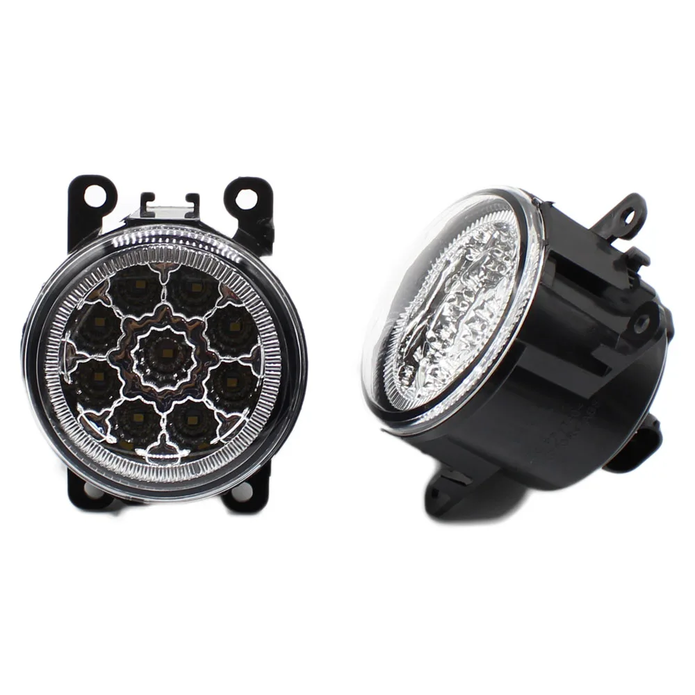 2pcs Car Styling Round Front Bumper Led Fog Lights Drl Daytime Running