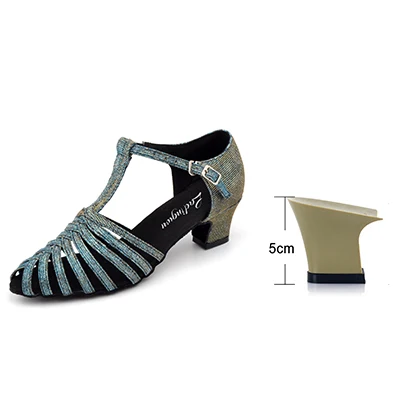 Ladingwu/Фабричный магазин; обесцвечивающаяся ткань для Бальных и бальных танцев; вечерние туфли для сальсы; Цвет зеленый, синий, серый; женская обувь для латинских танцев - Цвет: Gray 5cm