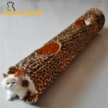

APAULAPET 120cm Tiger leopard Cat Tunnel Toy Funny Interactive Ring Of Paper Cat Toys Folding Play Toy With Ball