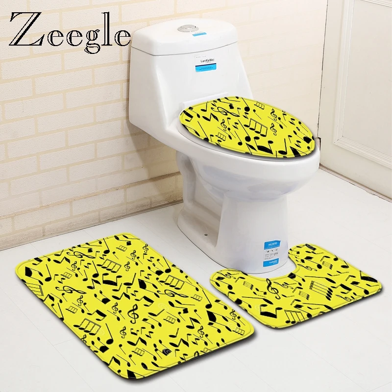 

Zeegle Bath Mats Bathroom 3pcs Toilet Rugs Set Bathroom Flannel Carpet for Home Decor Non-slip Shower Room Floor Area Mats