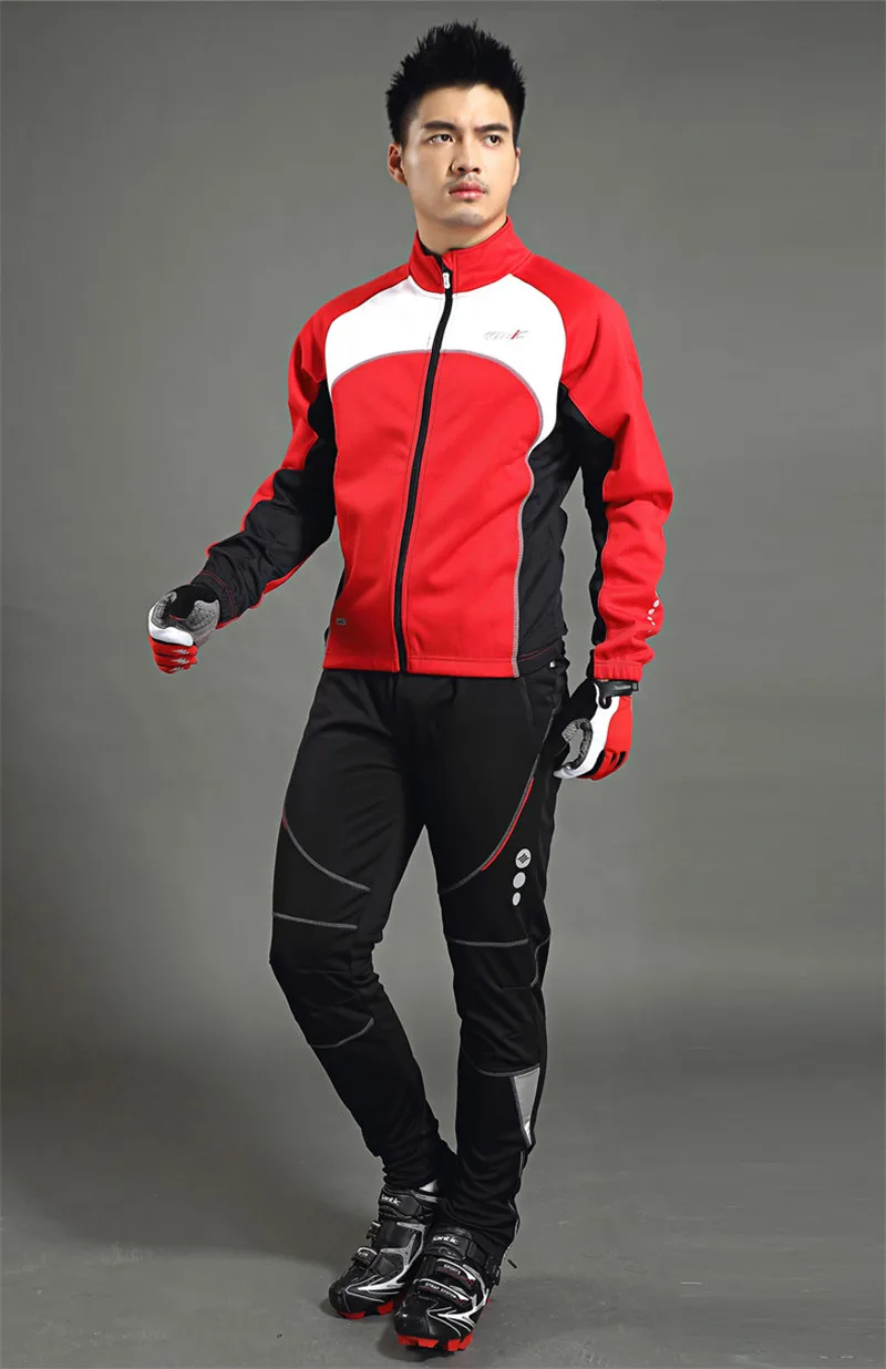 Santic Men Winter Windproof Outdoor Cycling  Long Pants Fleece Thermal Sportswear Men MTB Bike Bicycle Sport Breathable Pants (4)
