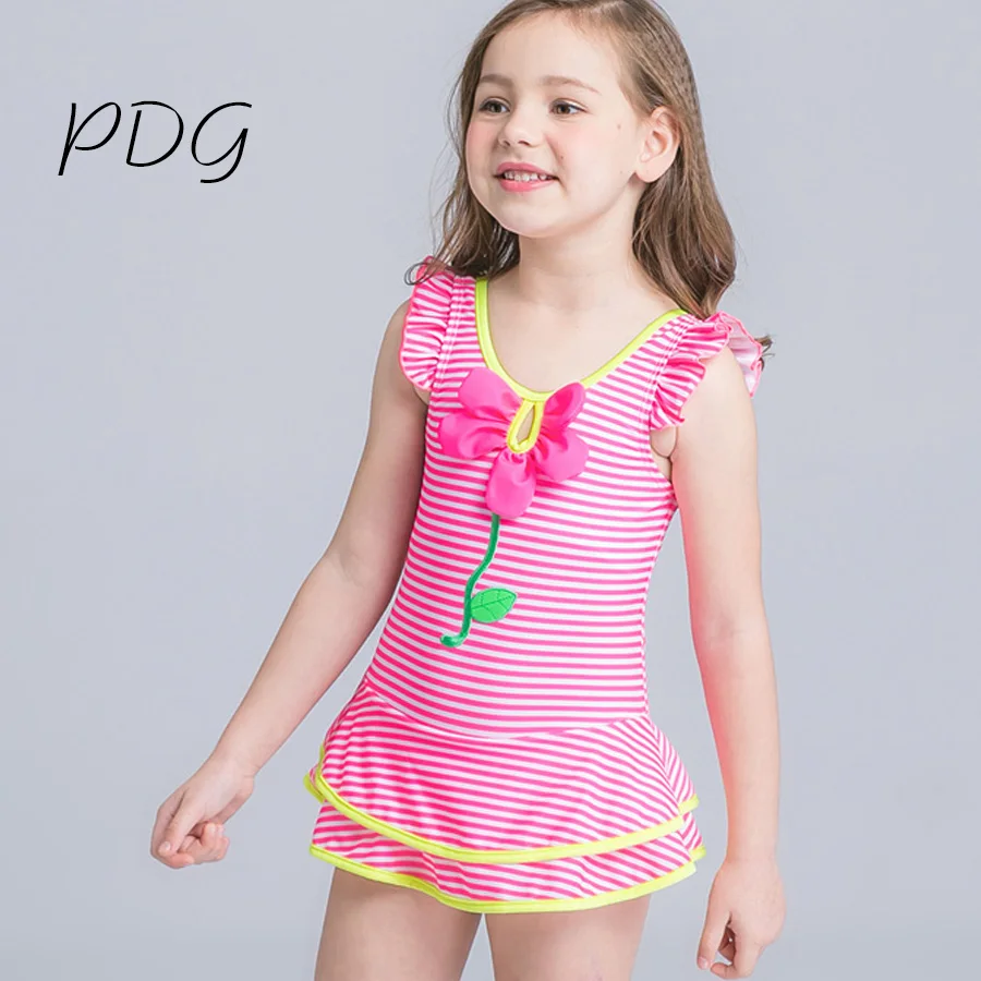 PDG Crianças Swimwear Crianças Verão Contornou Swimsuit Bikini Girl