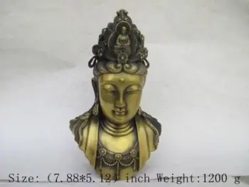 

Elaborate Ancient Chinese brass statue of kuan Yin, kuan Yin goddess head