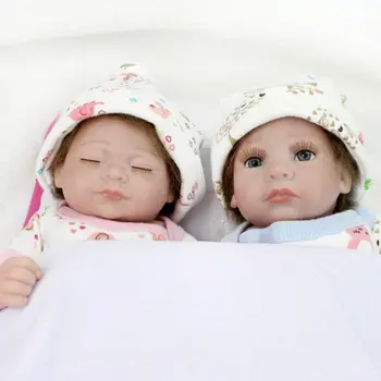

10'' Nursery Bebe Twins Reborn Baby Girl Boy 2PC Doll Lifelike Silicone Toy Gift Kids Toys for Girls Baby Dolls