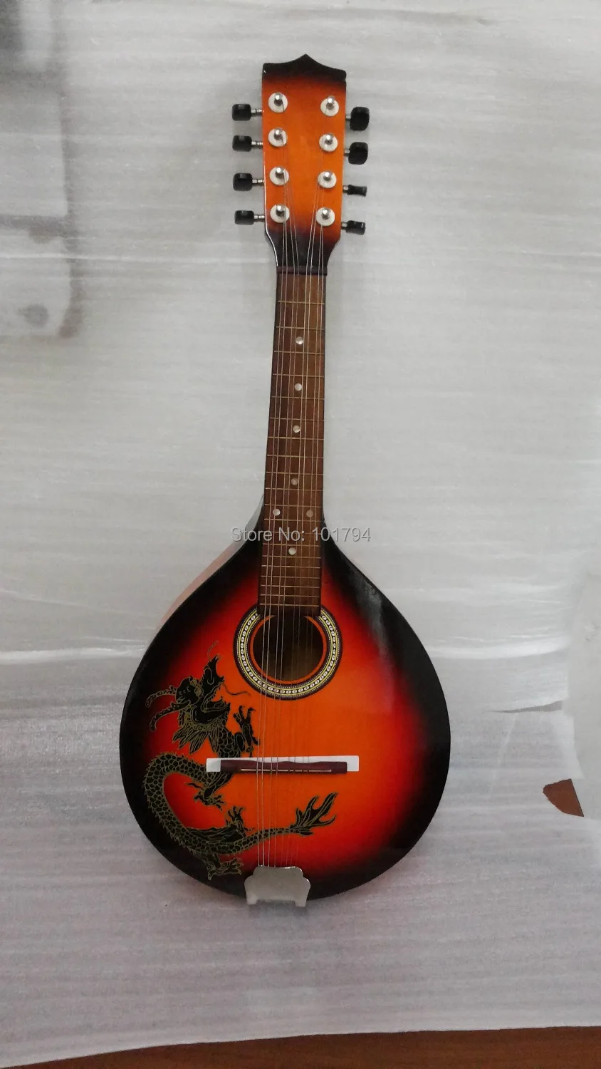 Free Shipping Mandolin Guitar China Dragon Style Round Hole Madolin 8