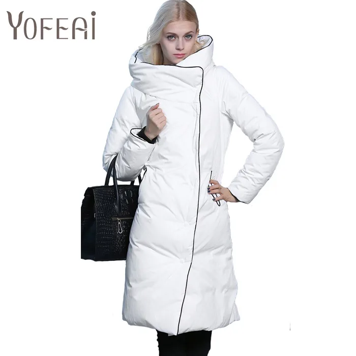 YOFEAI 2016 Winter Coat For Women Fashion X-Long Style Coat White Black Casual Warm Coats Women Down & Parkas Female Big Size