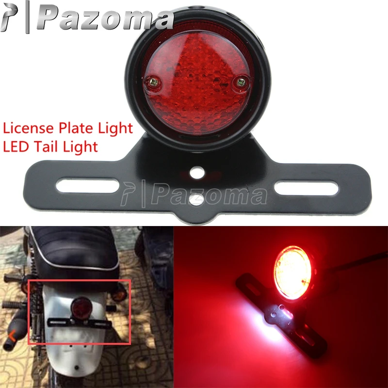fanale posteriore a LED per motocicli con staffa per supporto targa Luce freno posteriore per moto