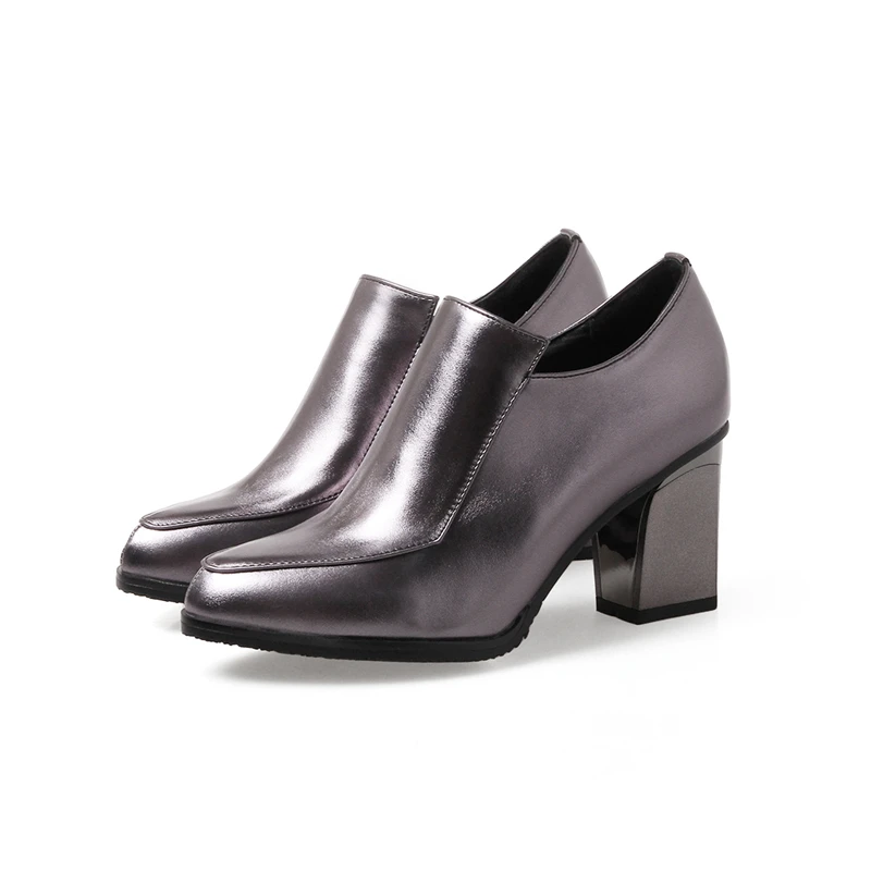 KARINLUNA/ г. Женская обувь с острым носком без застежки размера плюс 33-43 женские модные демисезонные полусапожки на высоком каблуке черного цвета