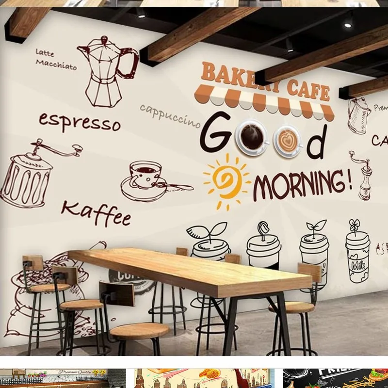 

Europe and the United States hand-painted coffee shop walls wallpapers for living room hand-parnted 3d wallpaper murals