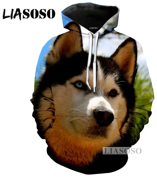 LIASOSO,, забавные, милые, сибирские собаки хаски, животные, повседневные, 3D принт, для женщин и мужчин, толстовки с капюшоном, толстовки, хип-хоп, Харадзюку, X0065 - Цвет: 3