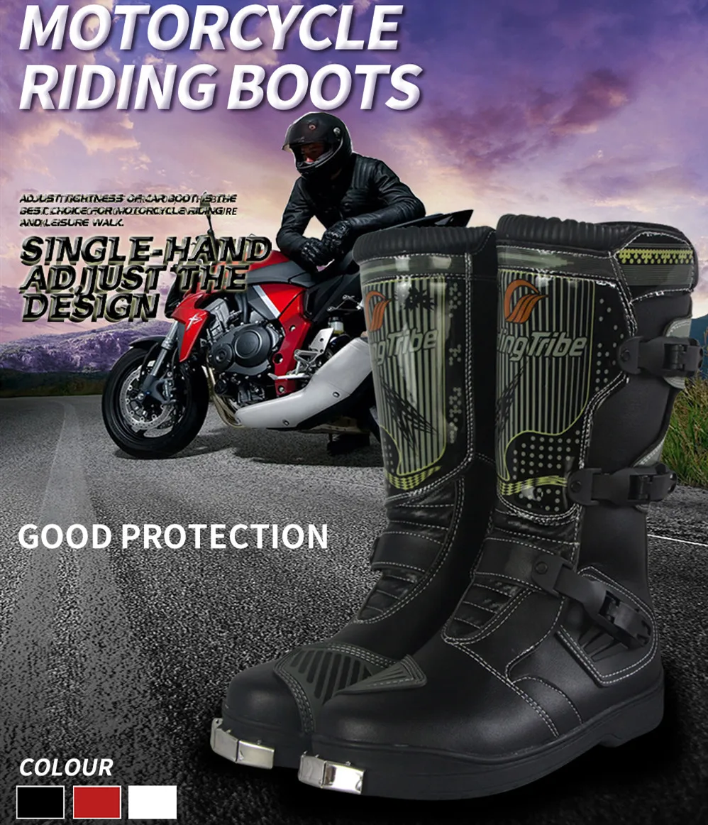Мужские ботинки для гонок на мотоцикле для верховой езды, Длинные высокие защитные шестерни для гонок, гоночная обувь для верховой езды, B1007