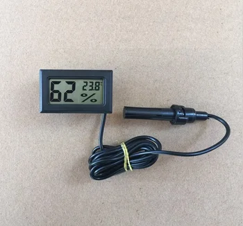 

100pcs Mini Digital LCD Thermometer Hygrometer Temperature Humidity Meter with Probe White and Black in Stock W7420
