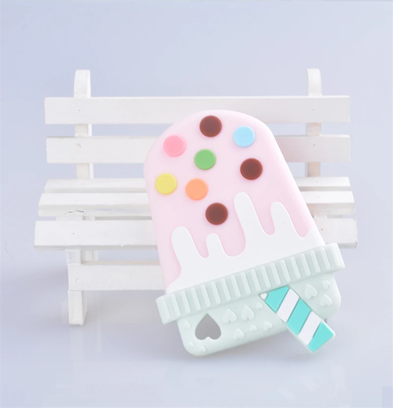 Пищевая силиконовая Прорезыватель для прорезывания зубов Детская Игрушка прорезыватель прекрасное мороженое DIY жевательное ожерелье кулон инструмент для кормления