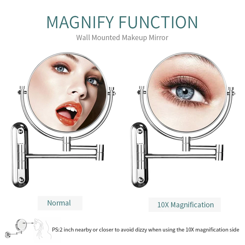 Gulun 10X/1X Увеличение настенное крепление для ванной бритья макияж зеркала, 7X увеличительное, хром полированный, твердая латунь - Цвет: 10X Magnifying