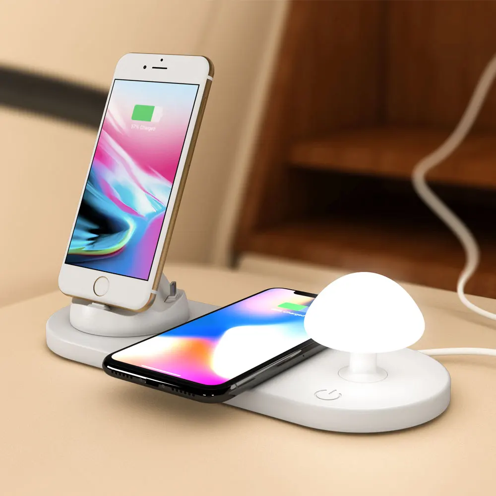 Ascromy Mushroom Led Lamp Fast QI Wireless Charger Stand Dock Stand For Apple iPhone XS Max X XR 8 Plus 7 Samsung S9 S8 S7 edge (1)